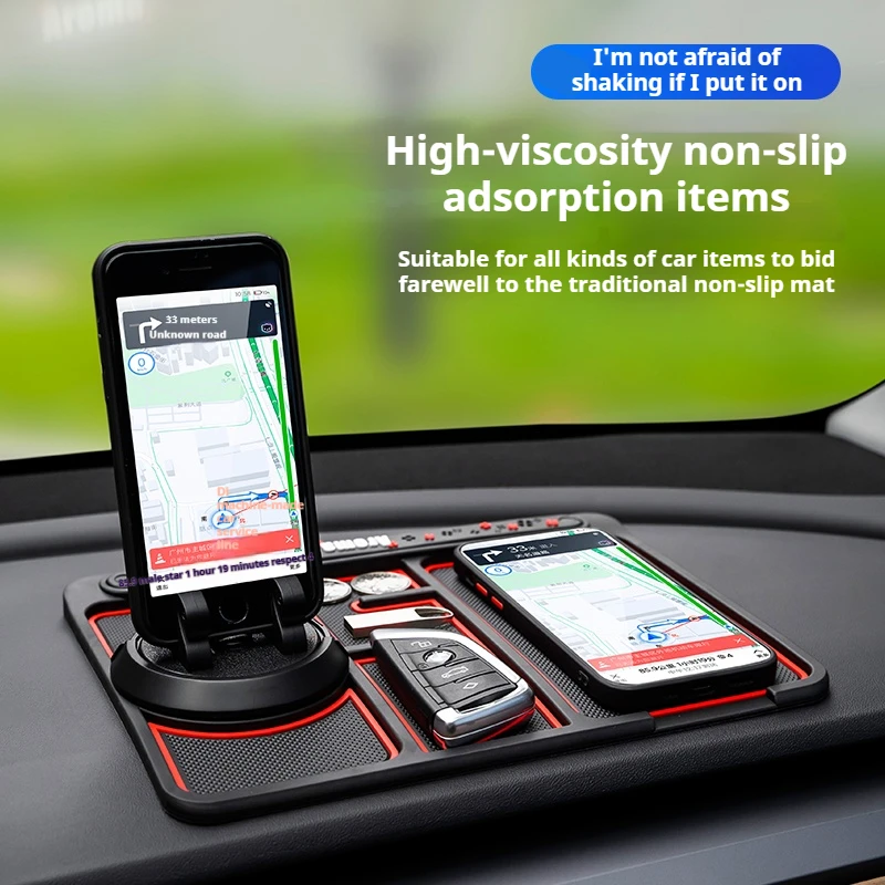 Fit for Vehicles Anti-slip Mat Pad Phone Holder Car Interior Multifunctional Decoration Sticker PVC Rotatable Navigation Bracket