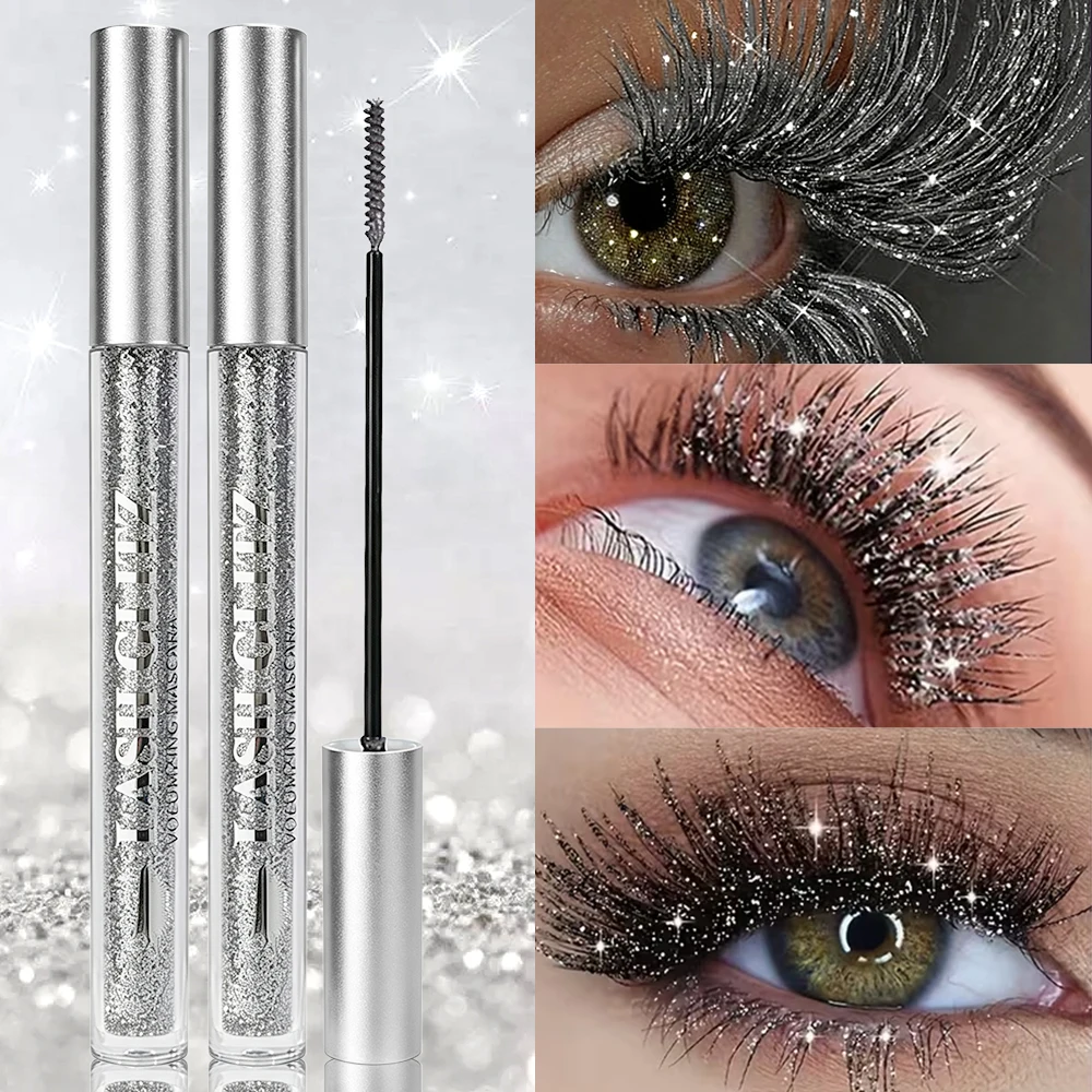 Diamond Glitter Mascara Waterproof Silver Sparkling Eye Makeup