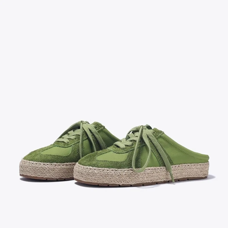 

Soft Leather Version of Spring New Age-reducing Half Slippers Women's Comfortable German Training Shoes Lazy One-pedal Fisherman