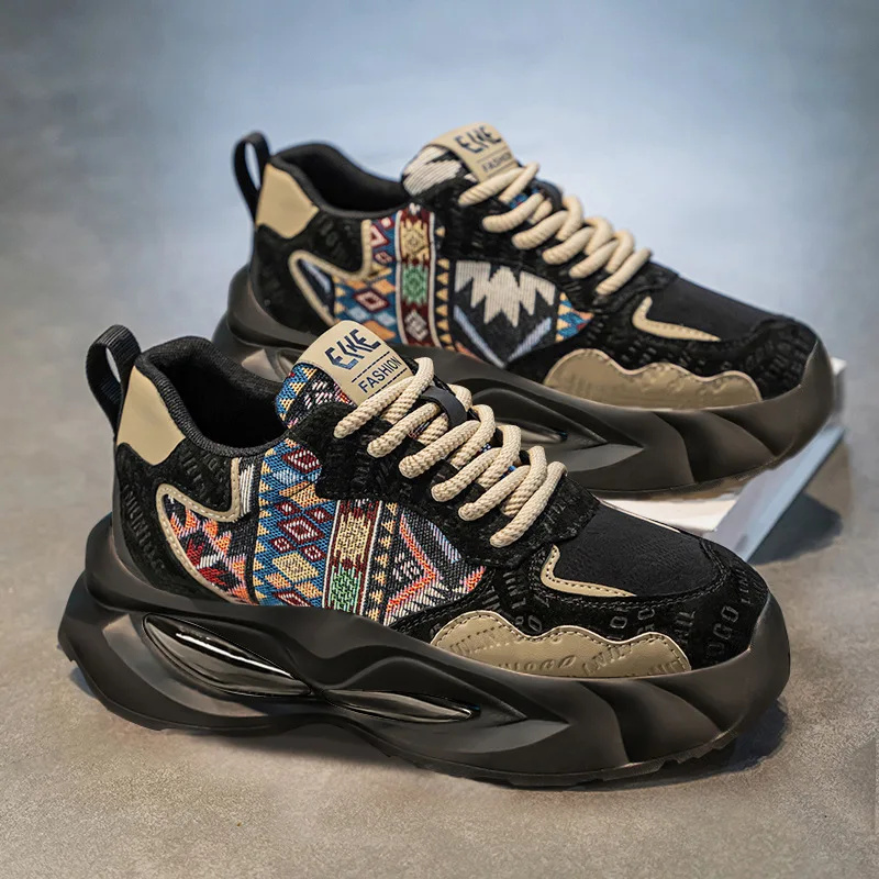 

2025 Men's Platform Shoes New Fashion Heightening Casual Shoes Comfortable Shock Absorption Non-slip Sneakers Tenis Masculino