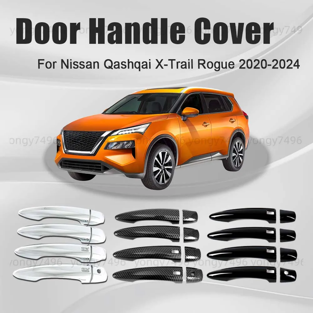 

Glossy Black Carbon Fiber Car Door Handle Cover Trim For Nissan Qashqai XTrail Rogue 2020 2021 2022 2023 2024 Chrome Accessories
