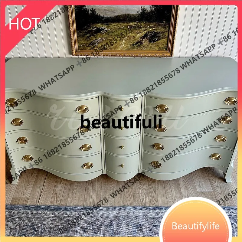 

D07 French solid wood chest of drawers living room designer storage sideboard simple bed end storage cabinet