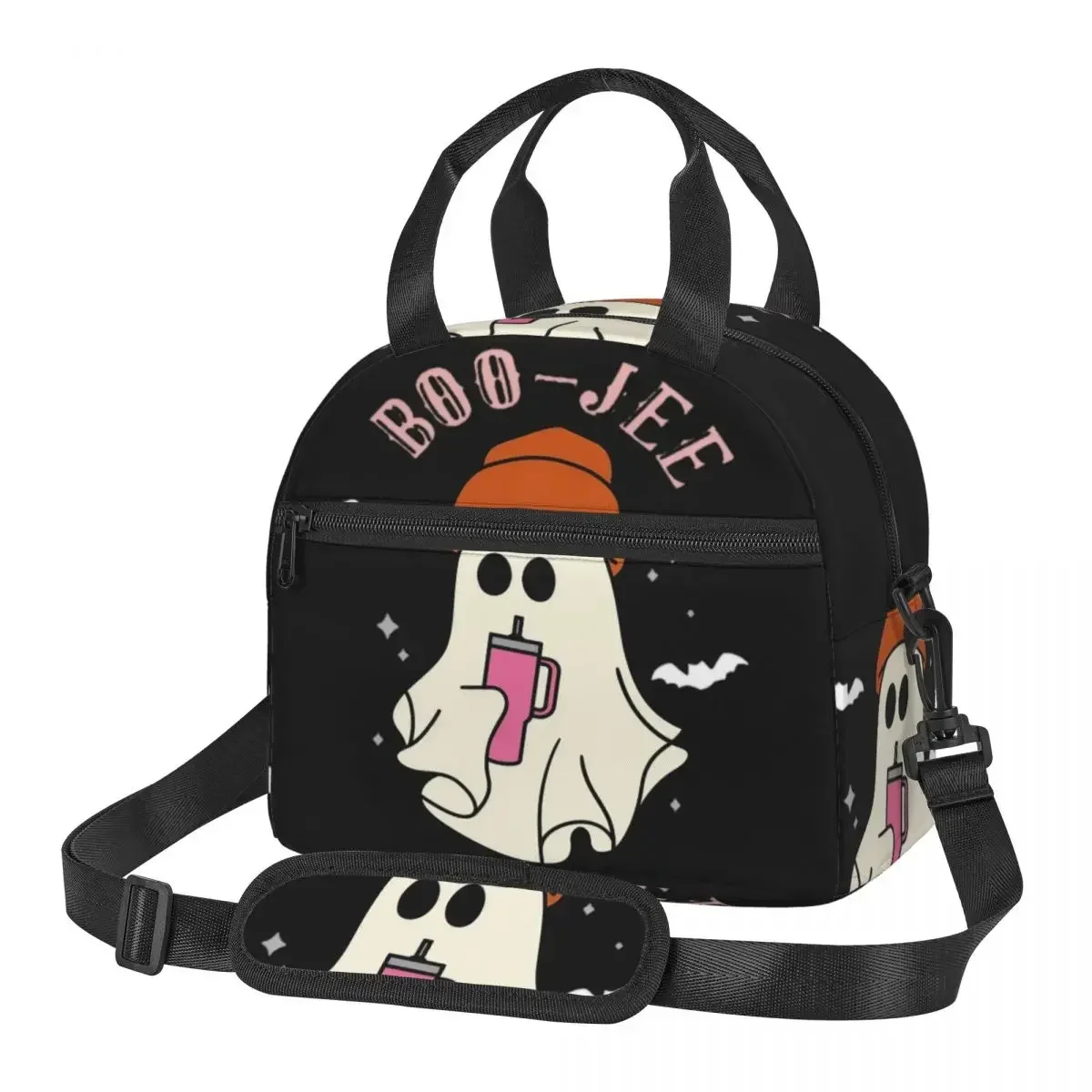 أكياس الغداء المضحكة للهالوين من جي ستانلي مع حزام كتف قابل للتعديل وحقيبة طعام شبح اليقطين وصناديق الغداء المبردة الحرارية