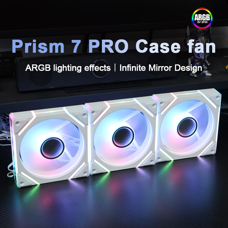 

Power Train PRISM 7 Pro 120MM Case Cooling Fan ARGB/PWM H-line infinite mirror design Quiet Cooling Fan