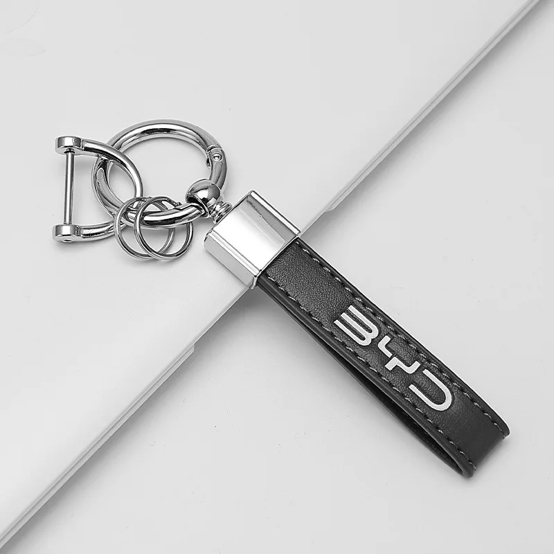 جديد الرجال النساء الفاخرة جلد الغزال المفاتيح شعار BYD Keyrings ل BYD تانغ هان DM Atto 3 ختم دولفين سيارة المفاتيح اكسسوارات #6