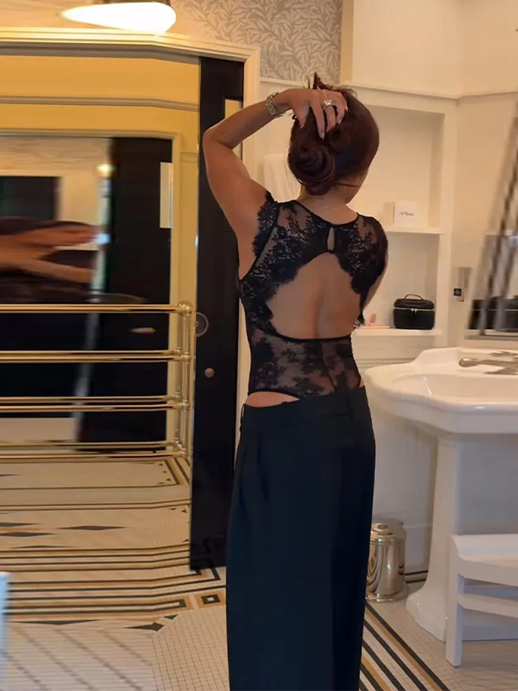 Modischer Spitzen-Bodysuit für Damen, Rückenfreier Ärmelloser Taillenschnürer Y2K Romper, Sommer 2026 Sexy Party Club Overall