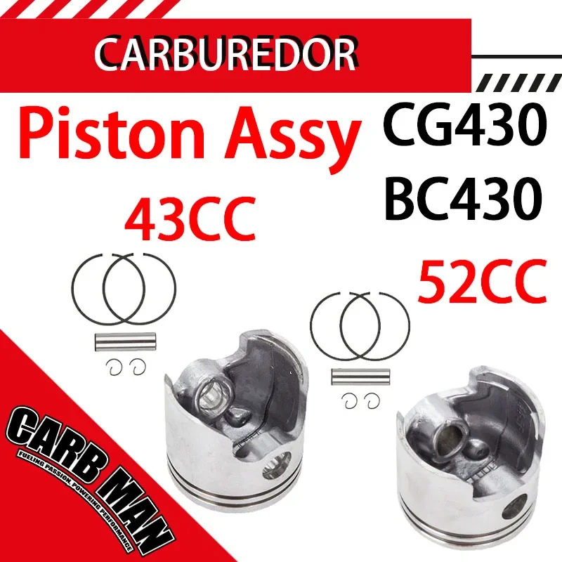 For Walbro CG430 BC430 40-5 43cc 49cc 52cc 2 Stroke Engine Garden Tools Chainsaw Trimmer Blower Gas oline Cylinder Piston Assy
