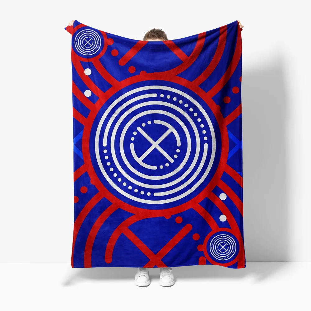 

Сине-красное одеяло с геометрическим узором в виде круга, диван-кровать, постельное белье для детей, подростков, взрослых, декоративный чехол для подушки