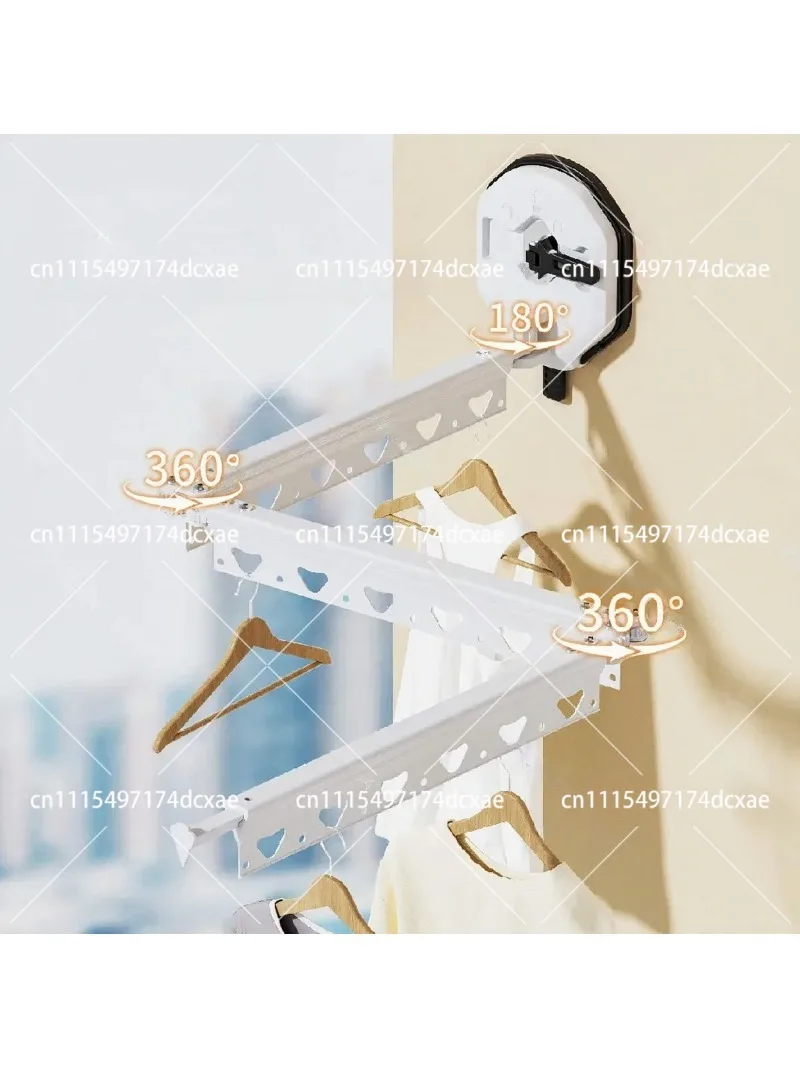 Wall Mounted Folding Drying Rack, Telescopic Suction Cup Rod for Quilts, Curtains and Shower Use