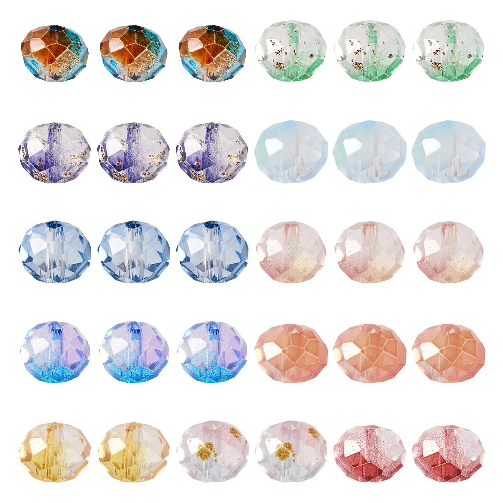 220pcs Transparent Baking Painted Glass Beads Loose Spacer Beads for Diy Bracelet Necklace Earrings Jewelry Making Findings