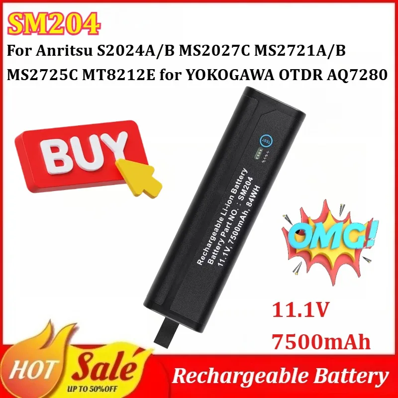 

SM204 11.1V 7500mAh Rechargeable Battery for Anritsu S2024A/B MS2027C MS2721A/B MS2725C MT8212E for YOKOGAWA OTDR AQ7280 AQ7282A