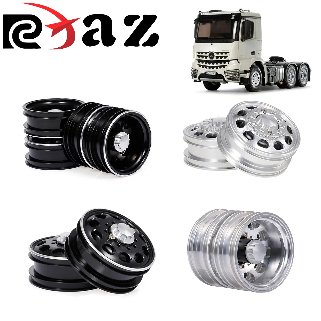 

RCXAZ прицеп из алюминиевого сплава, передний и задний обод ступицы, 7 и 10 спиц для 1/14 тягача Tamiya, радиоуправляемый альпинист-прицеп