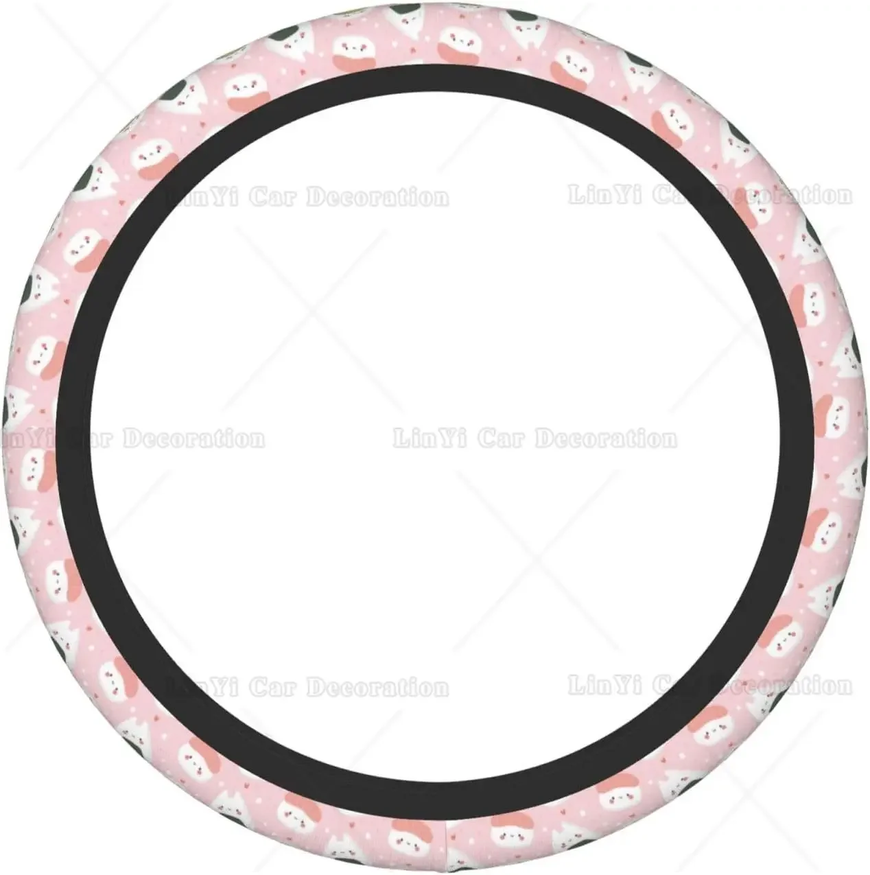 Cute Sushi Pink Auto Steering Wheel Cover Universal 15 Inch Soft Elastic Comfortable Car Accessories Decorations Fit Most Cars