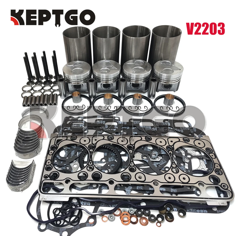 

New V2203 Overhaul Rebuild kit + liner for Kubota V2203 Thomas bobcat Scat Track (piston vortex STD 87MM)