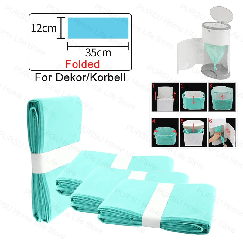 1/4Pcs Bady Diaper Refill Bags For KORBEL And Dekor Classic Diaper Pails And 16L Trash Bucket Replacement Liners Garbage Bags