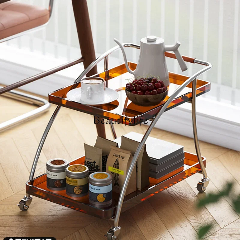 

Acrylic medieval trolley sofa edge table removable living room coffee table