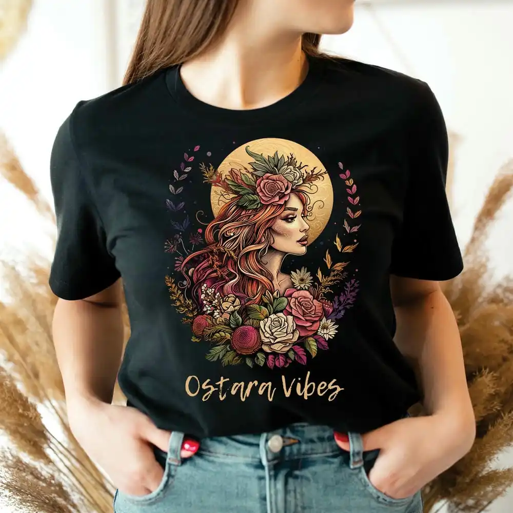 Vintage Women Ostara Goddess Easter Wicca Rituals Shirt Dark Academia Eostre Equinox Shirt Crewneck Unisex Y2K Top Streetwear