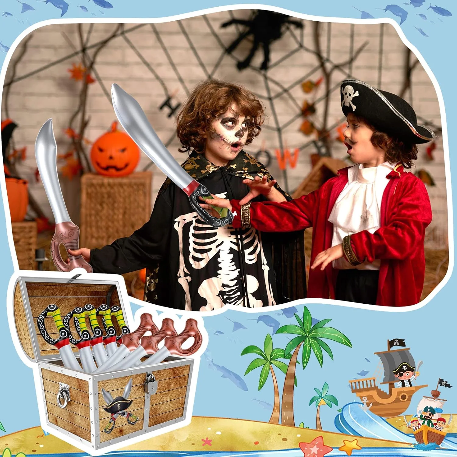 20/10 Pieces Inflatable Pirate Sword Inflatable Knife for Pirate Theme Party Birthday Pool Party Role Play Halloween Costume Accessories Stage Props Toys view 5