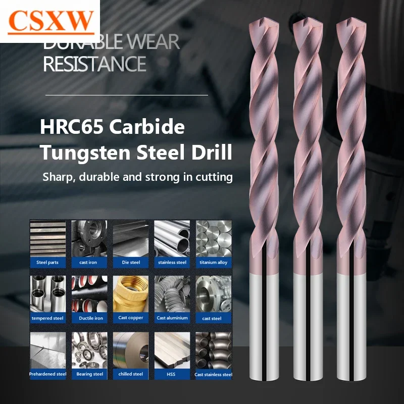 

HRC65 Carbide Drill Bits 1-22mm Hard Metal Drills Tungsten Steel Twist Drill Bit For Metalworking CNC Lathe Drilling Tools