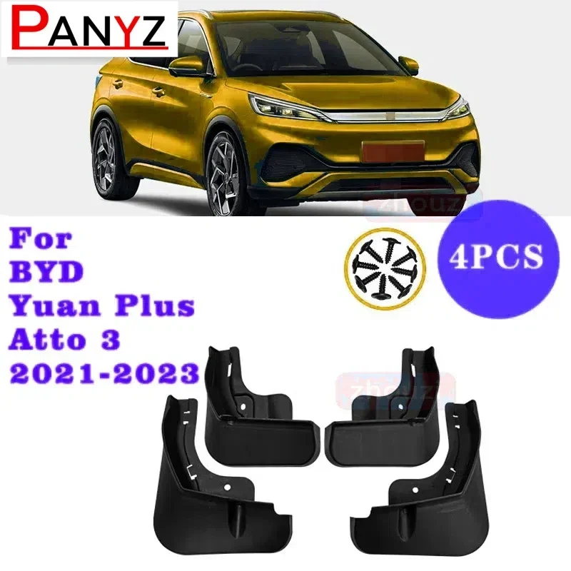 

Для BYD Atto 3 Yuan Plus EV 2021 ~ 2023 аксессуары 2022 брызговики защита от брызг крыло переднее и заднее колесо автомобиля стайзинг брызговик