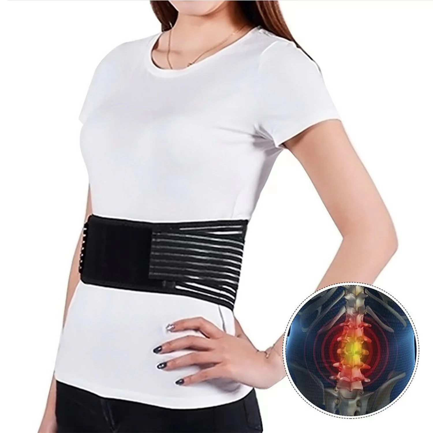 1Pcs Adjustable Neoprene Double Pull Lumbar Support Lower Back Belt Brace Pain Relief Band Waist Belt