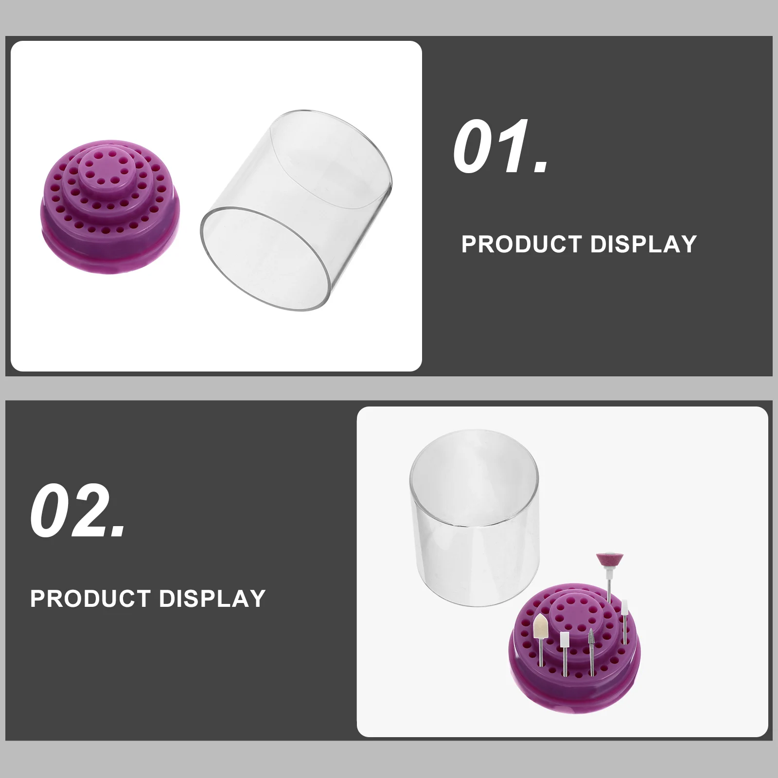 

Nail Drill Bit Storage Box Transparent PP Plastic Holder for Home Salon Clear Design Grinding Head Case Organizer