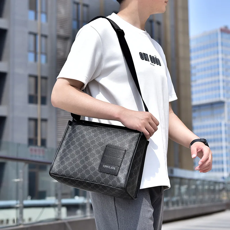 Fashion Crossbody Bags Men Plaid Floral Print Men's Messenger Bag Large Capacity Crossbody Bags Male Waterproof Oxford Satchels