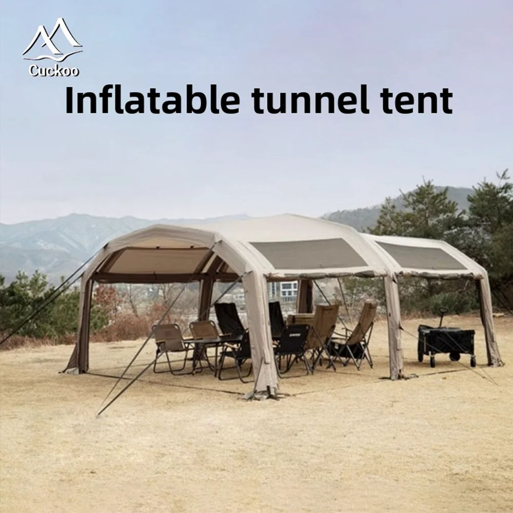 

Inflatable Tunnel Tent 2 Room Quick-Setup Outdoor Shelter Rainproof and Wind-Resistant 6-8 Person Big Space Air Family Tent