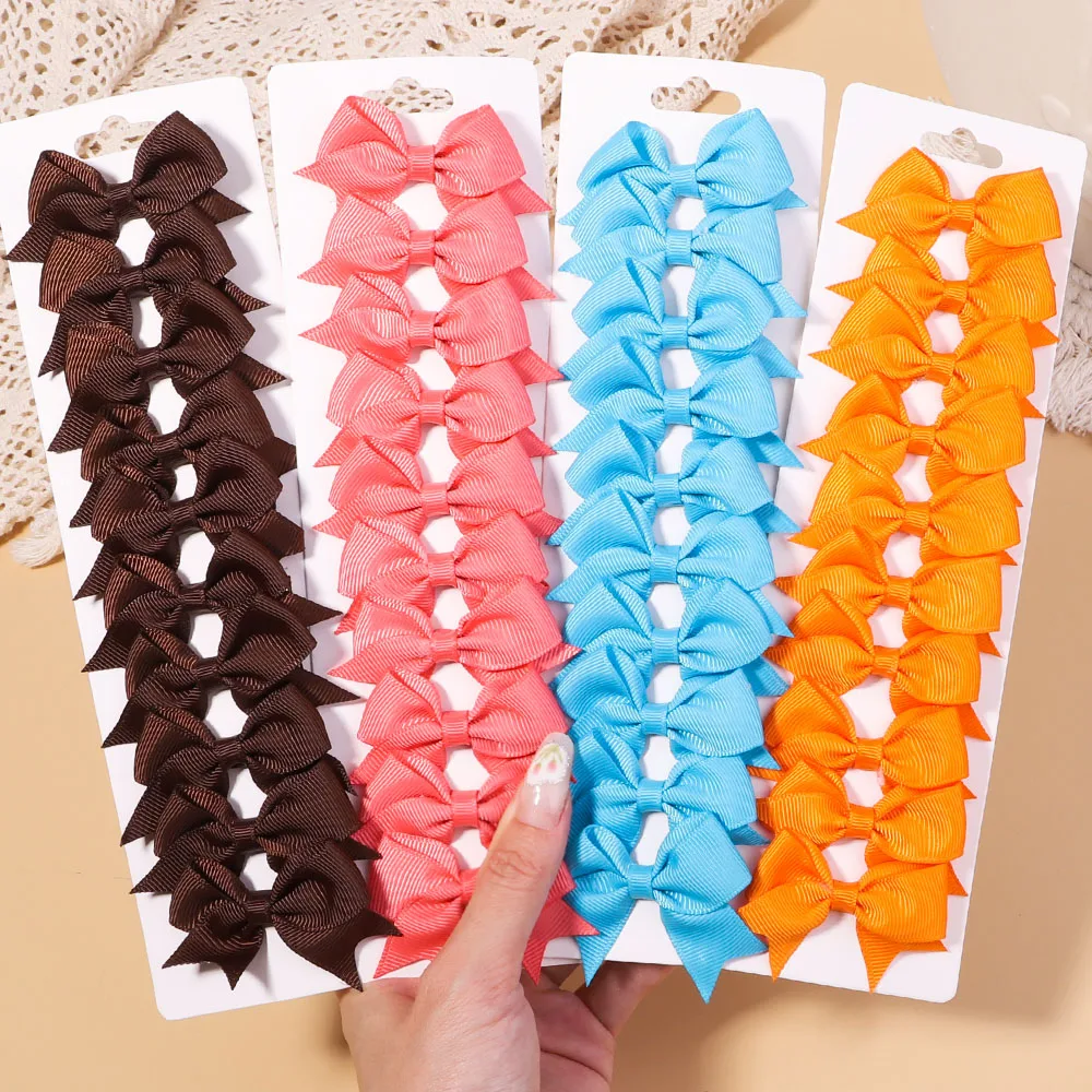 10Pcs/Set Colorful Ribbon Bowknot Hair Clip for Girls Mini Handmade Hairpins Barrettes Headwear Kids Baby Hair Accessories
