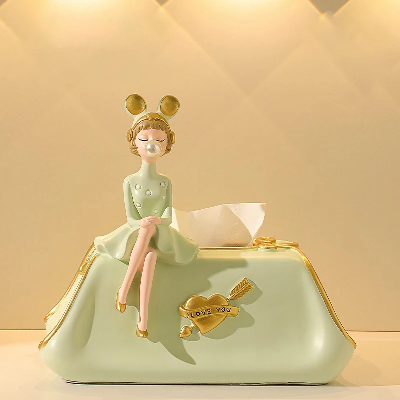 Luxury Tissue Box Resin Girl Napkin Holder Princess Dress Tissue Case Korean  Room Decor Nordic Korean Table Tissue Box Holder