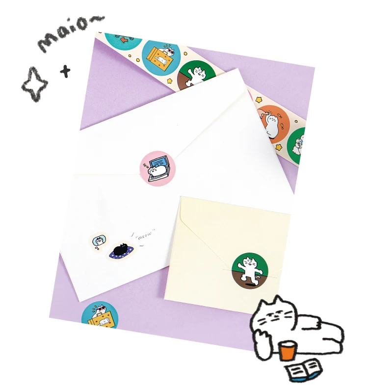 Niedliches Cartoon-Katzen-Washi-Tape im koreanischen Design, Matsugoda-Papierband für Schreibwaren, Büro, DIY-Bastelarbeiten und Dekoration – Detail 10