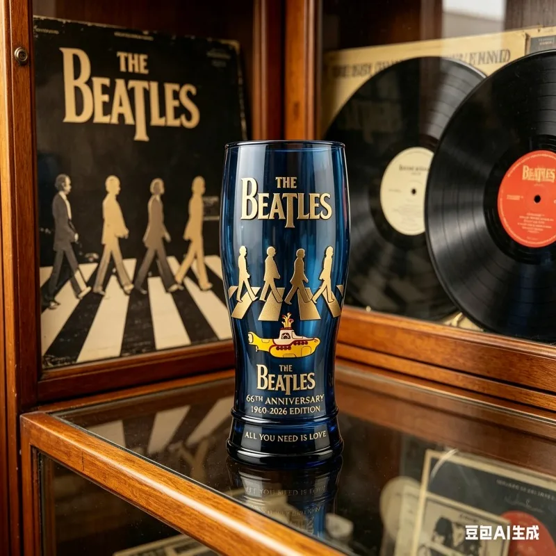 The Beatles Klassisches Album Inspiriertes Glasgefäß, Hohes Bierglas für Fans, Geschenk für Musikliebhaber, Sammlerstück Dekoration