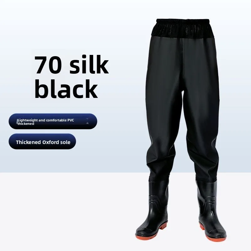thickened-fishing-overalls-men's-waterproof-fishing-pants-full-body-rain-pants-with-integrated-water-shoes-fishing-gear-pvc-m