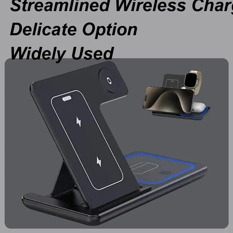 

Phone Watch Charging Station Traveling Portable Wireless Fast Charger 15w Foldable Stand Pad Dock For Supporting Multiple