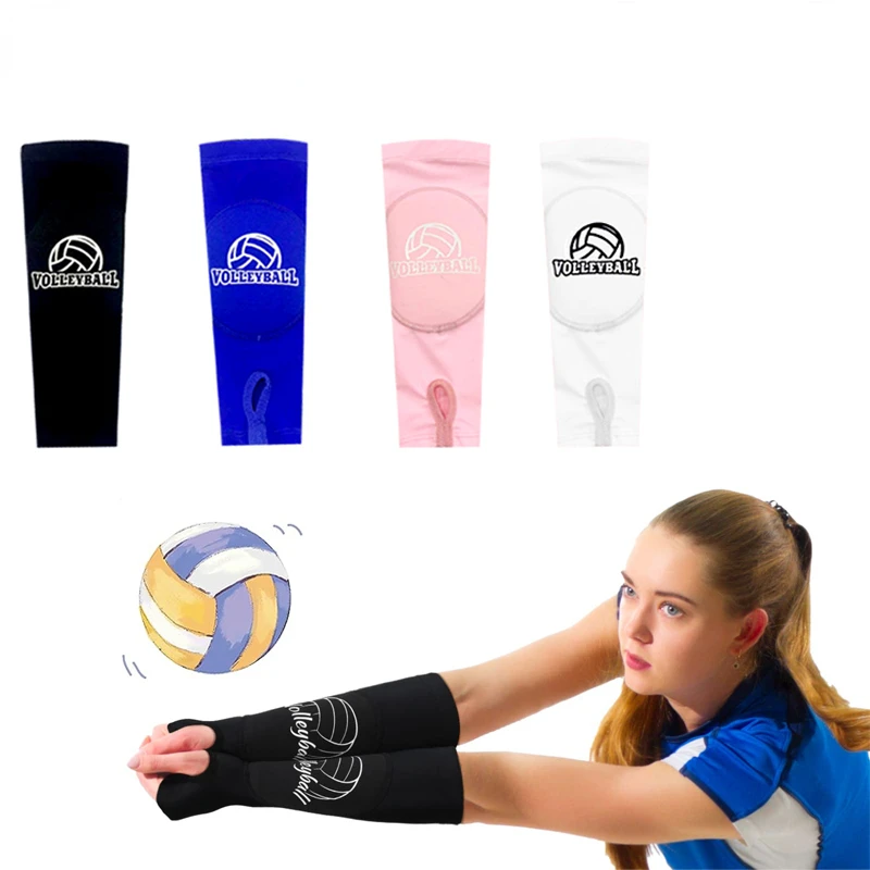 1 Pair Volleyball Padded Passing Arm Sleeves Pads Training Hitting Wrist Guard with Protection Pads and Thumb Hole,for Girl,Boy