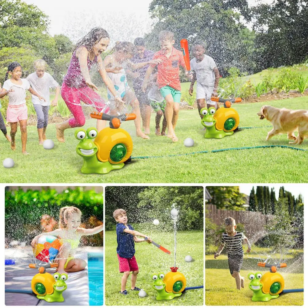 Kids' Summer Gift 360 Degree Rotating Water Sprinkler Baseball Toy for Kids Outdoor Play Snail Design Summer Water Game