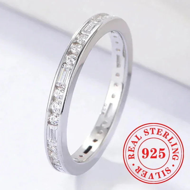CAOSHI Exquisite Contracted Design Ring 925 Sterling Silver Flashing Shiny CZ Finger Accessory Engagement Statement Lady Jewelry