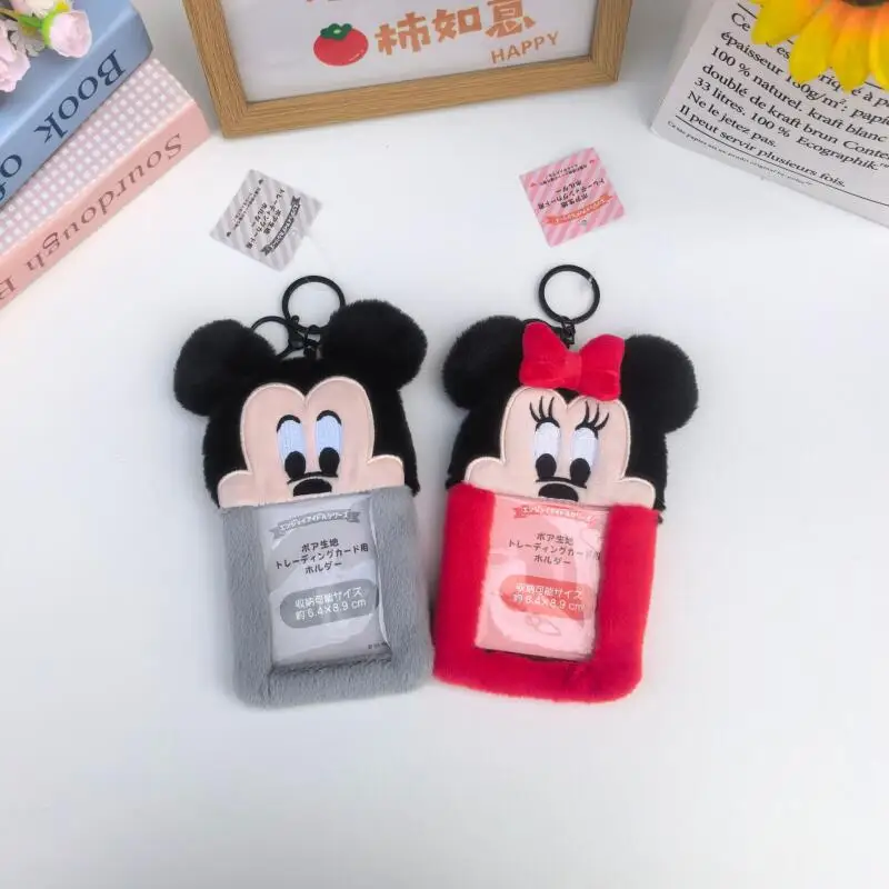 

Милый мультяшный брелок Микки Маус, креативный плюшевый держатель для карт Минни Маус, подвеска для рюкзака, парный кулон, подарок на день рождения, украшение