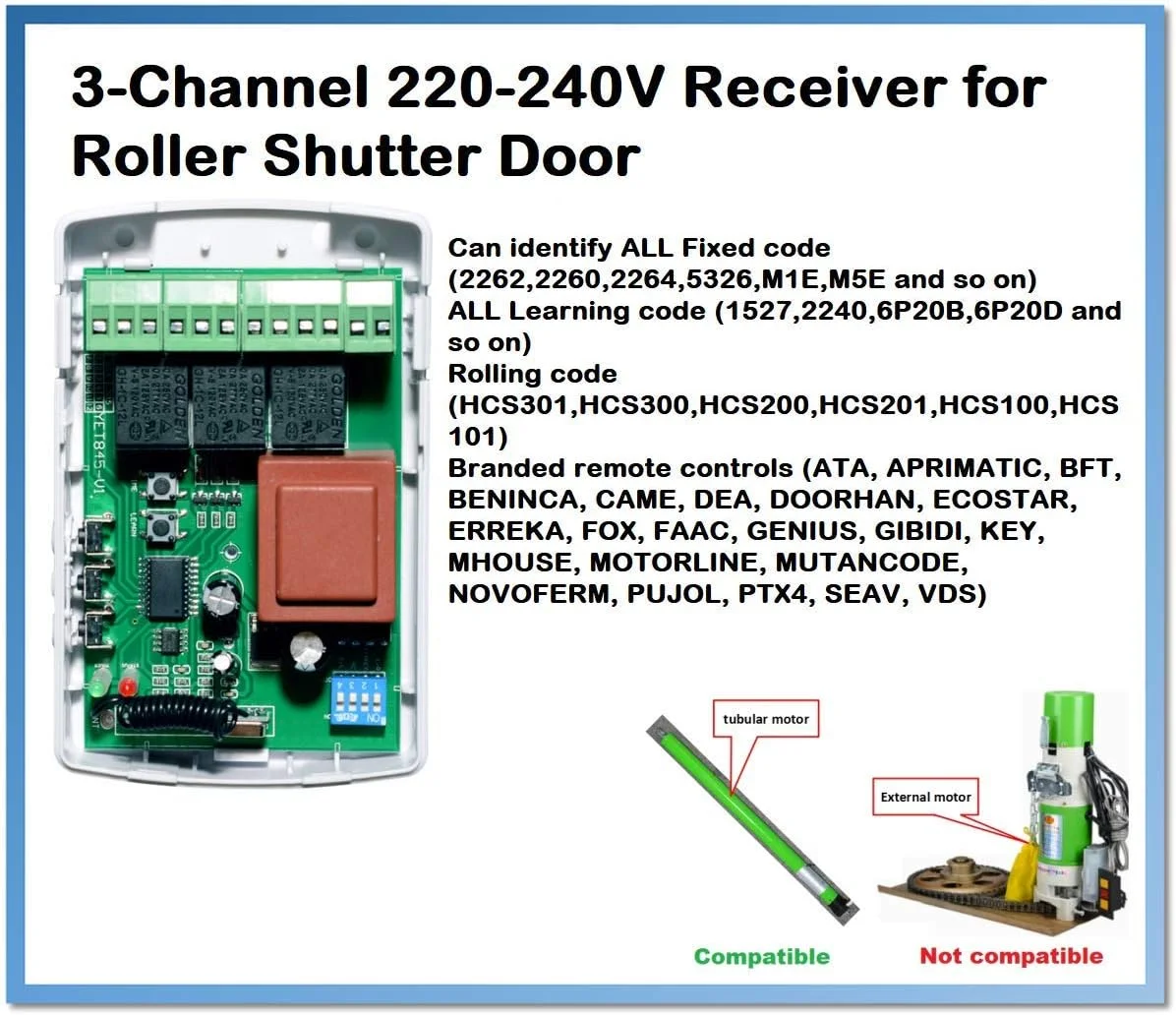 Factory 433MHz/433.92Mhz Tubular Motor Rolling Shutter Receiver Control Board for Garage Door Control