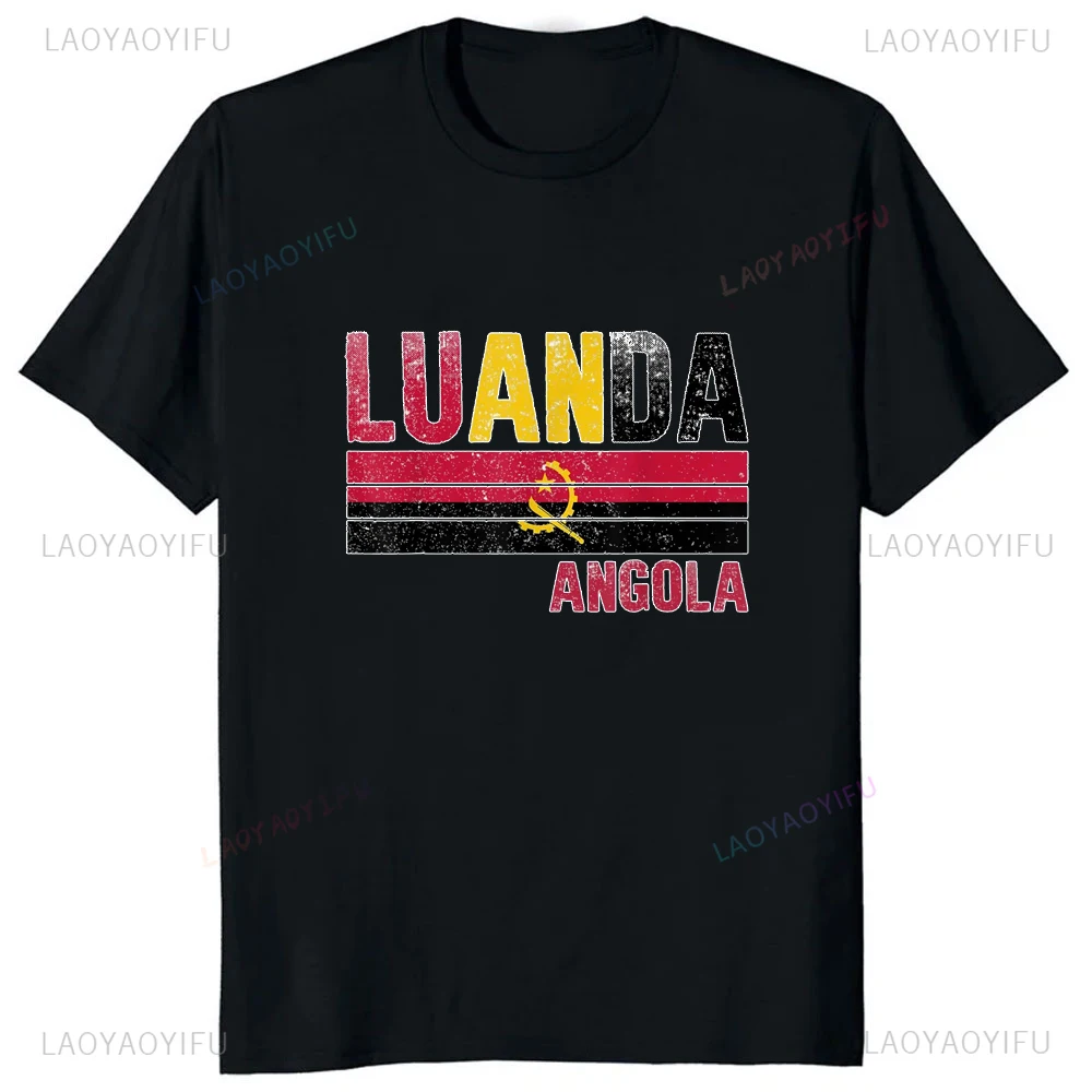 Hot Sale Luanda Angola Flag Angolan Graphic Printed T-Shirt Casual Fashion Loose Hip Hop Man Tshirt Streetwear Harajuku Y2K Tees