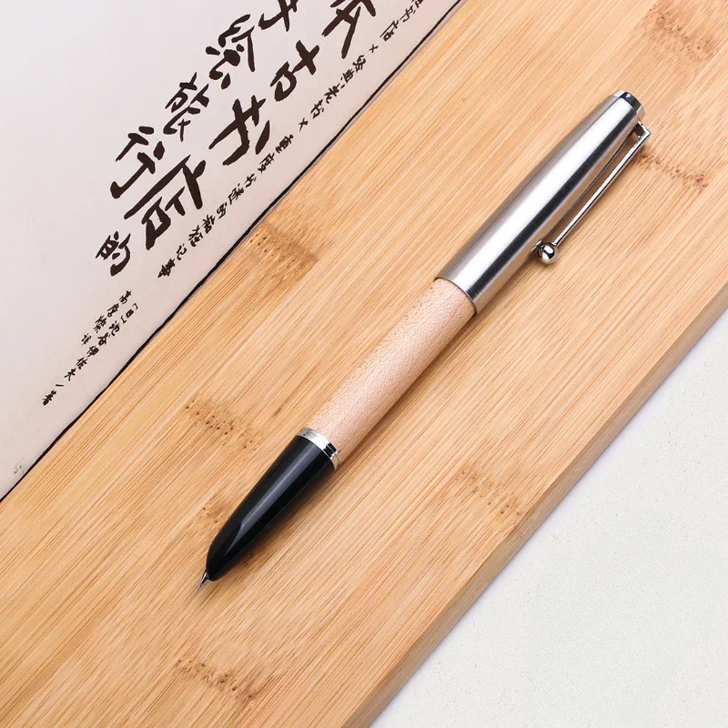 Jinhao Wood 616/51a Fountain Pen F 0.5MM Hooded Nib , Ink Dispenser Included Wooden School Supplies Writing Ink Calligraphy Pen