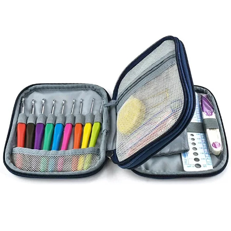 CK056 Crochet Kit – Multi-Size Hooks (2.0-8.0mm) with Optional Cat / Denim Case, Stitch Markers & Knitting Tools for Craft TMZ view 4