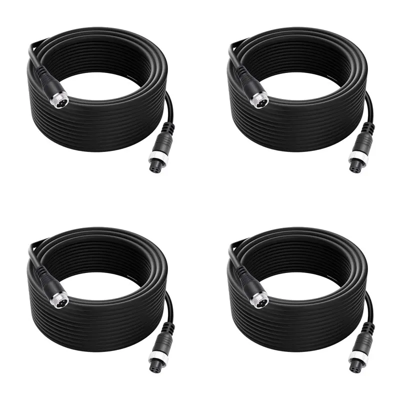 DTB7 4X 10m Video Camera Cable 4Pin Aviation Extension Wire for Rear View Camera Monitor Car Truck RV Bus CCTV System