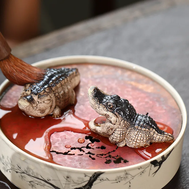 Purple Sand Clay Tea Pet Crocodile Kung Fu Tea Ornament Zisha   Tea Tray Table Desk Home Tea Ceremony Decor Carfts