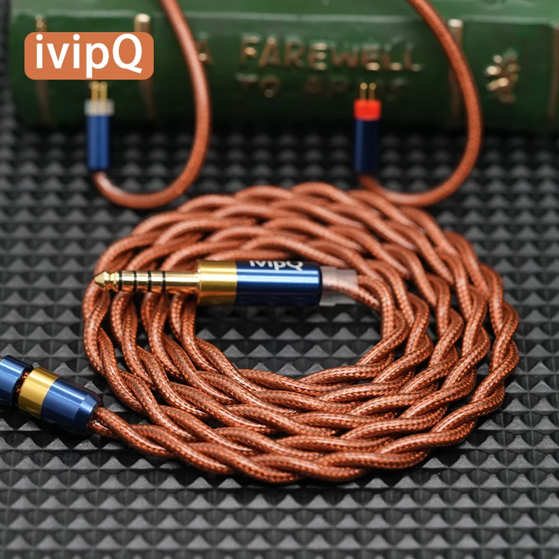 IvipQ-108 Amber Wysokiej Czystości Kabel do Słuchawek HiFi z Czystej Miedzi, Ulepszony Kabel 4.4mm Zbalansowany 2Pin MMCX/QDC/IE900 do Wielodriverowych Słuchawek BA IEM — zdjęcie produktu 7