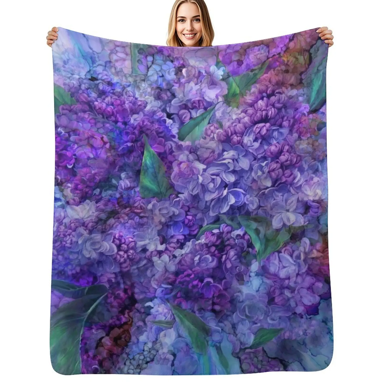 Wild Lilacs Throw Blanket Cozy Sofa Blanket for TV Watching Napping