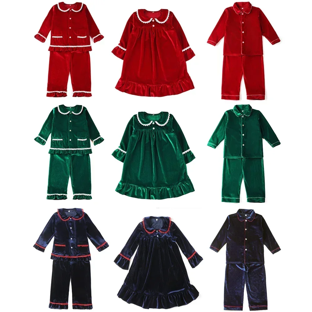 Ruffkids Velvet Sibling Matching Family Pjs Kids Pajamas Loungewear Baby Clothes Winter Boys Girls Christmas Pyjamas Sets