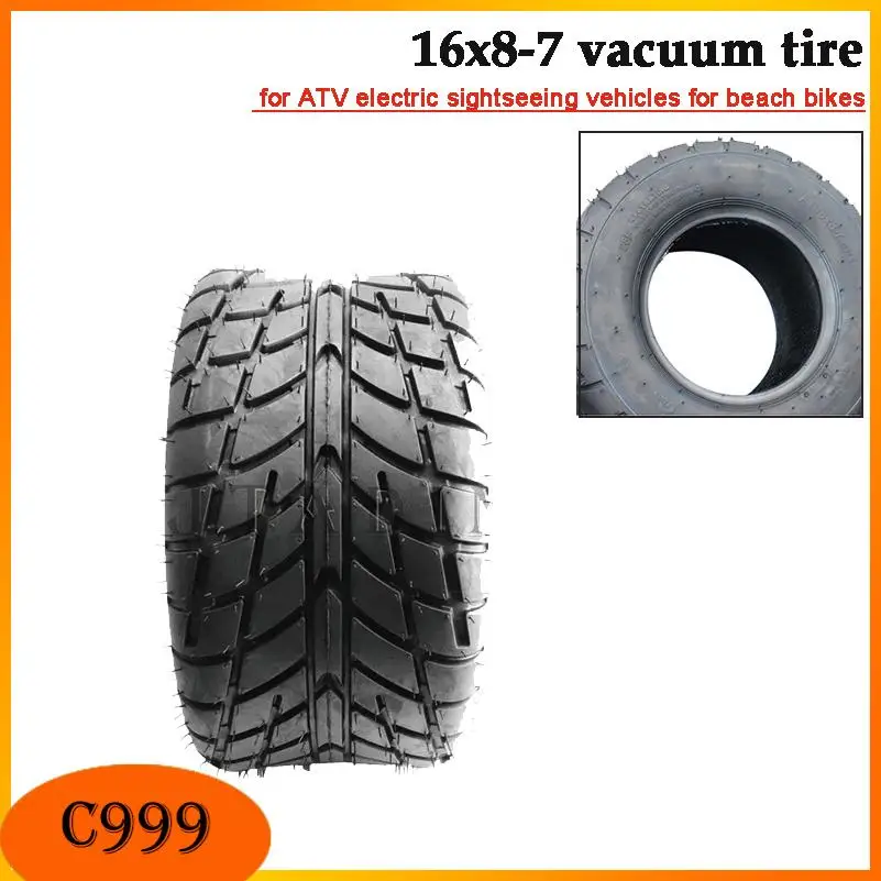 

Set of 4: 16x8-7 All-Terrain ATV Tubeless Tires, Durable Road & Trail Vacuum Tires for Kart & ATV