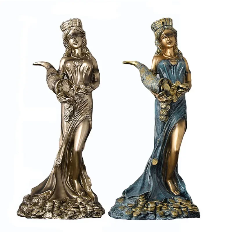 33,5 cm Home Decor Griechischer Reichtum Göttin Fortuna Figur Plouto Glück Glück Skulptur Büro Geschenk Mythologische Figur Ornament