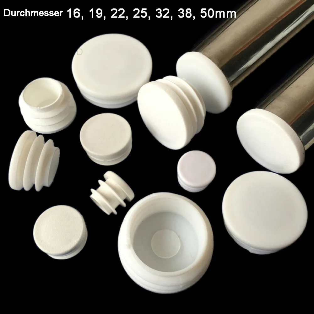 2/4/10/20 pcs. White Round Plastic Caps End Capsules Protective Legs For Furniture Tubes Tubular Inserts Bung 16 19 22 25 32